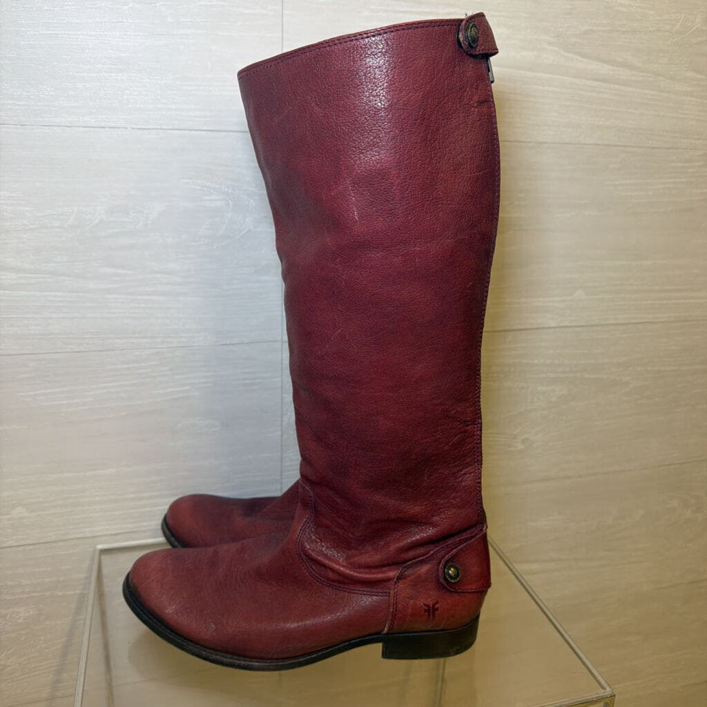 Frye Burgundy Leather Knee-High Riding Boots 8.0