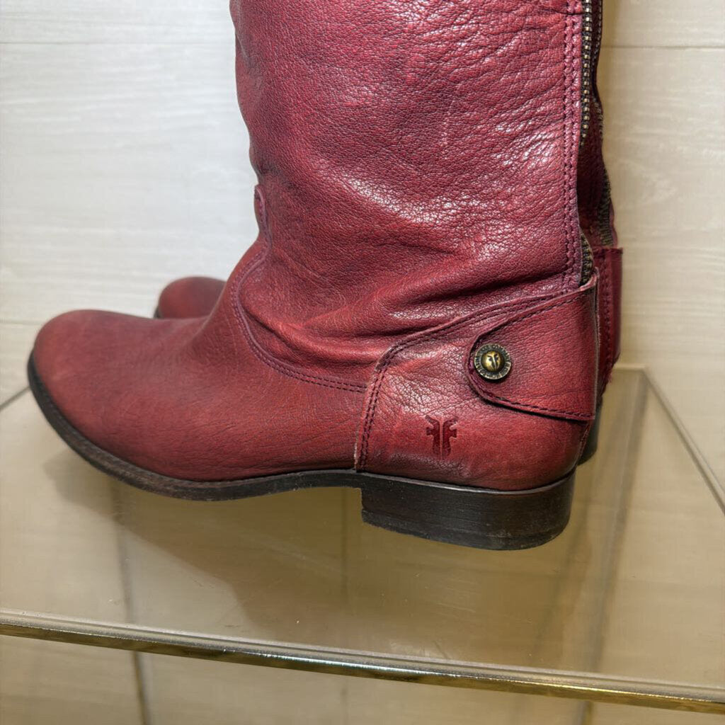 Frye Burgundy Leather Knee-High Riding Boots 8.0