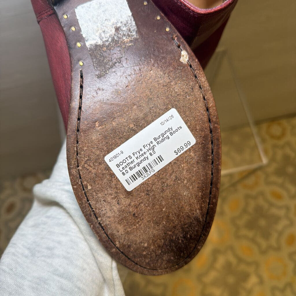 Frye Burgundy Leather Knee-High Riding Boots 8.0