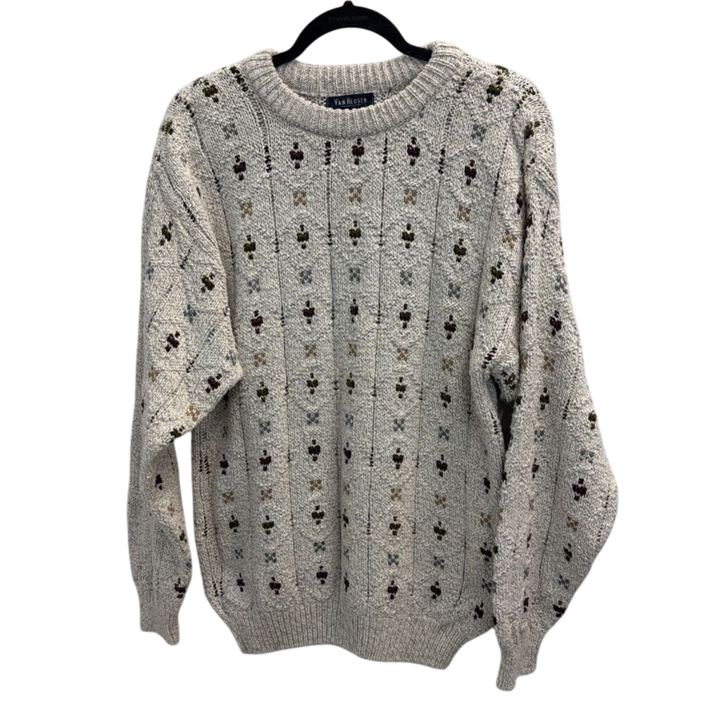 Vintage Beige Knit Dotted Sweater Medium