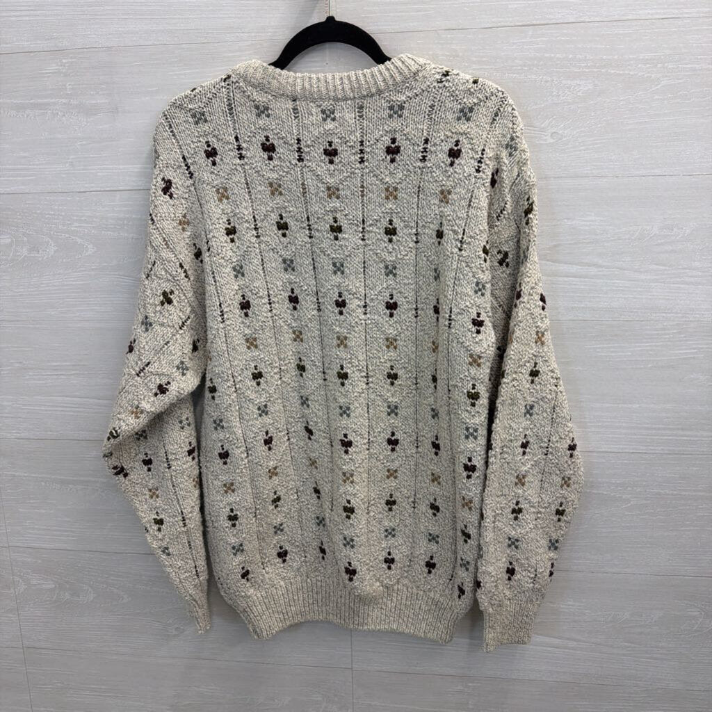 Vintage Beige Knit Dotted Sweater Medium