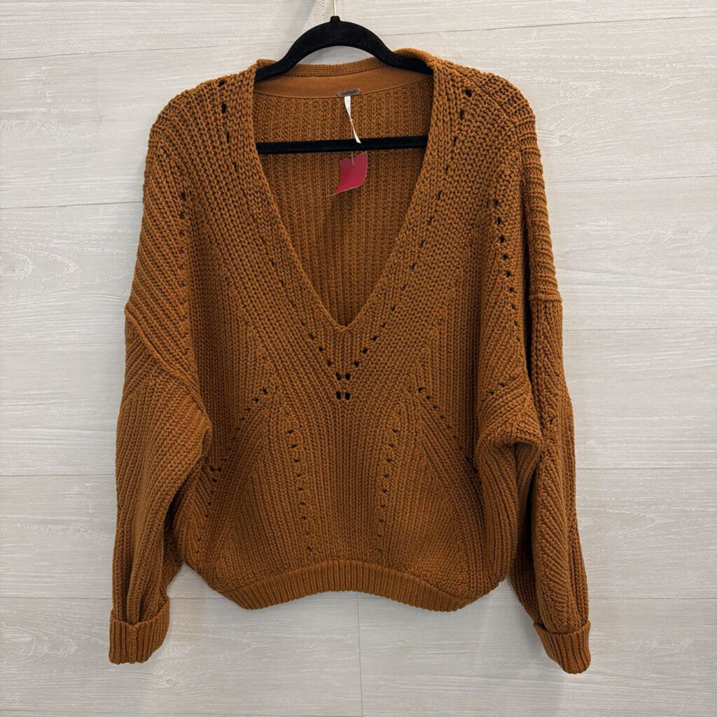 Free People Chunky V-Neck Sweater Small