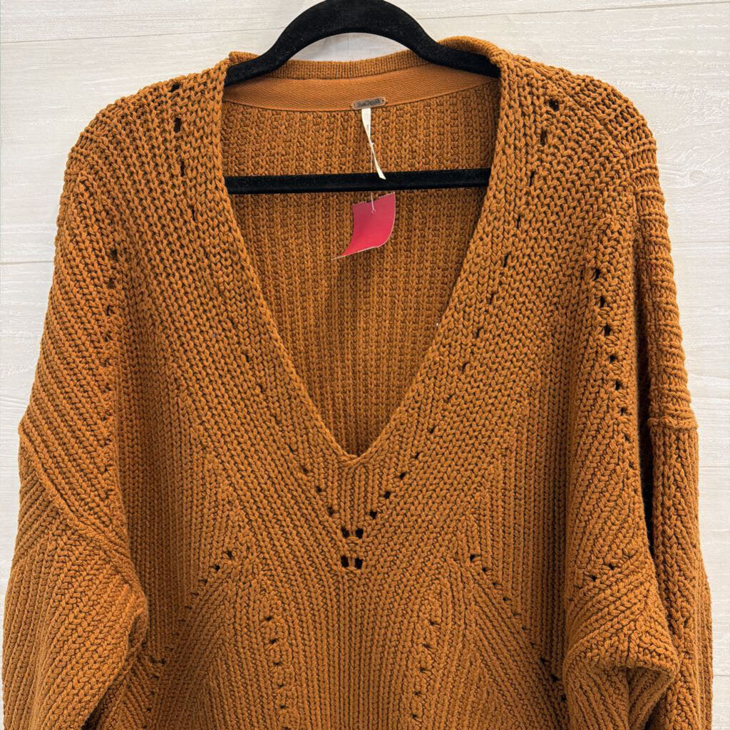 Free People Chunky V-Neck Sweater Small
