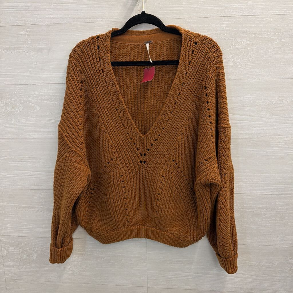 Free People Chunky V-Neck Sweater Small