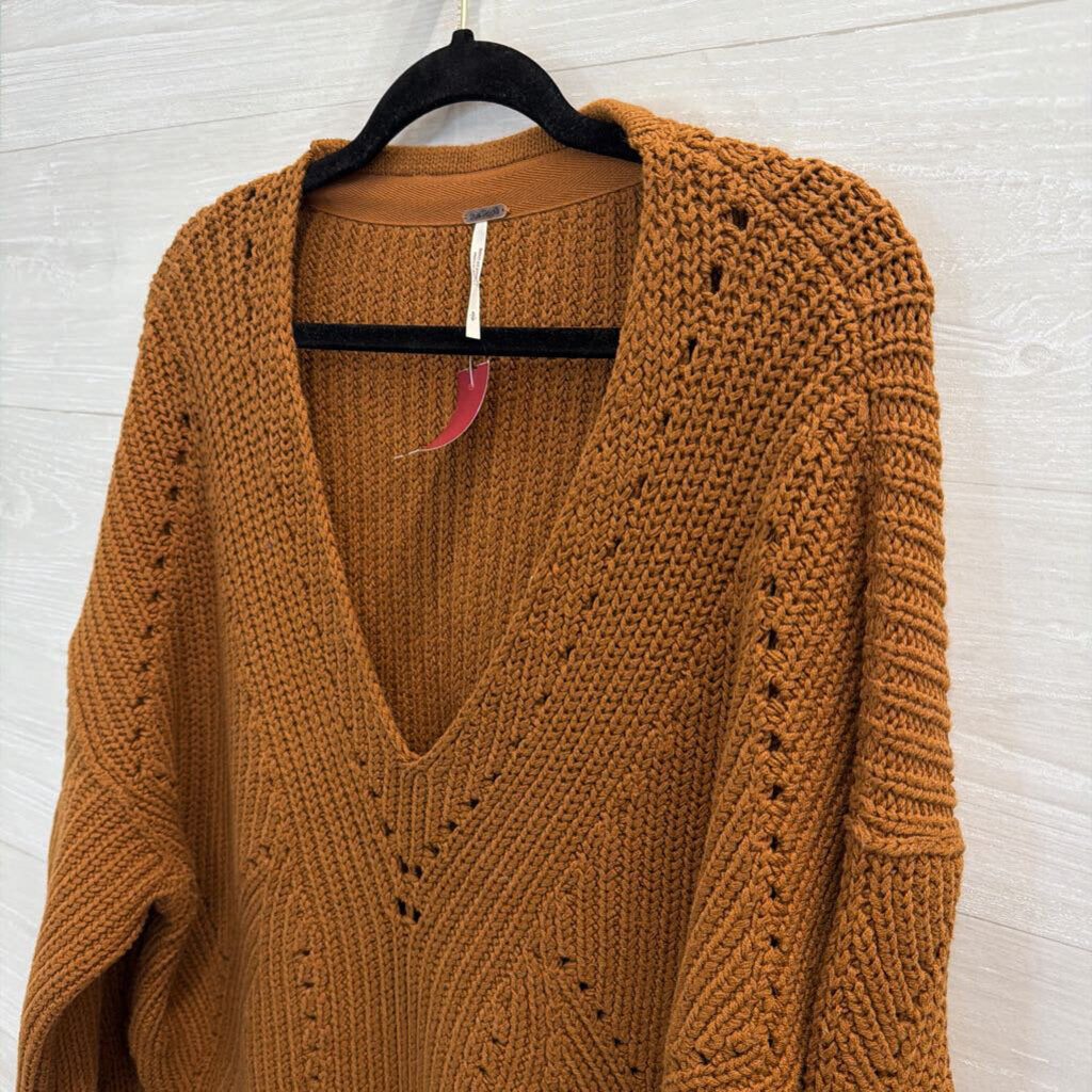 Free People Chunky V-Neck Sweater Small