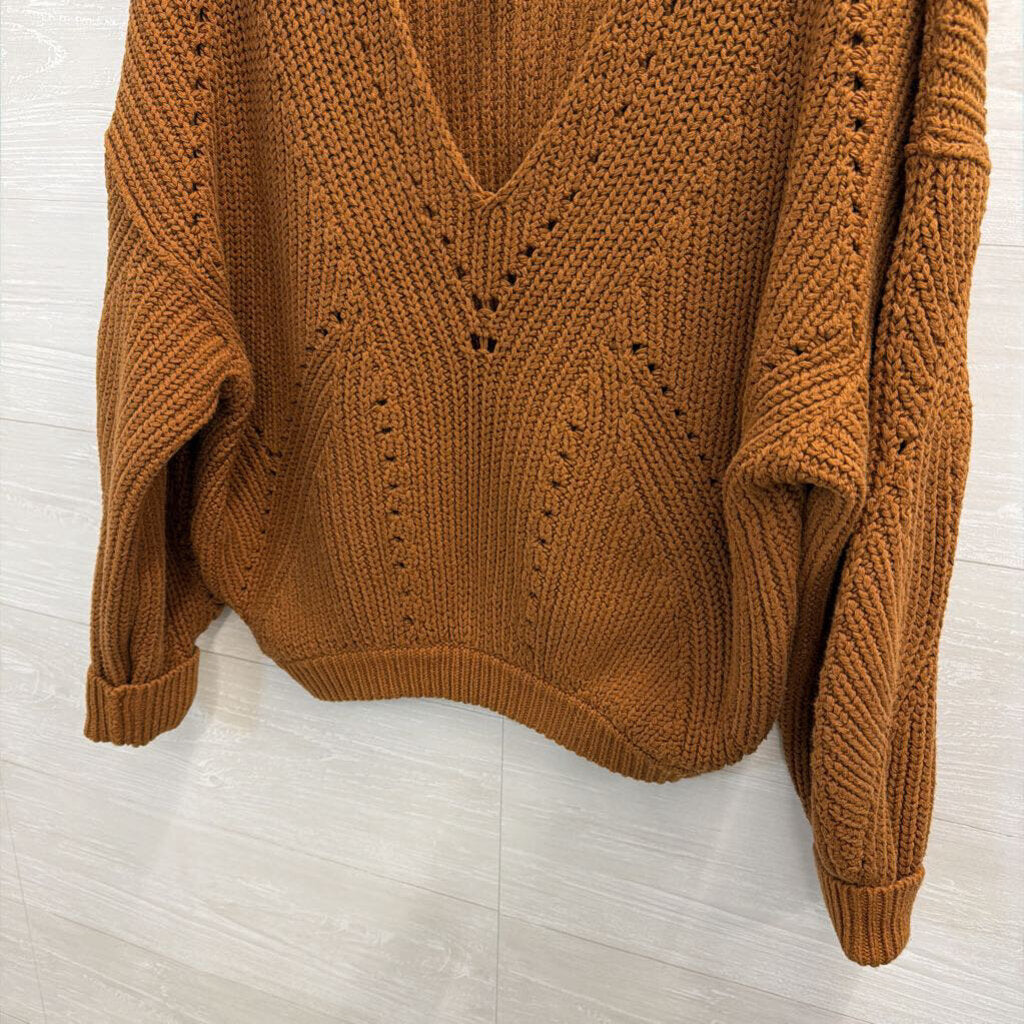Free People Chunky V-Neck Sweater Small