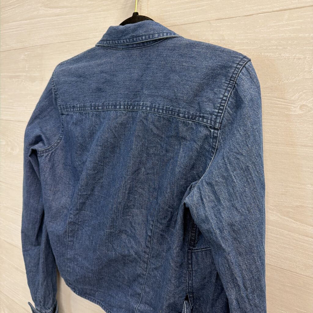 Vintage Denim Wrap Collared Crop Top Small