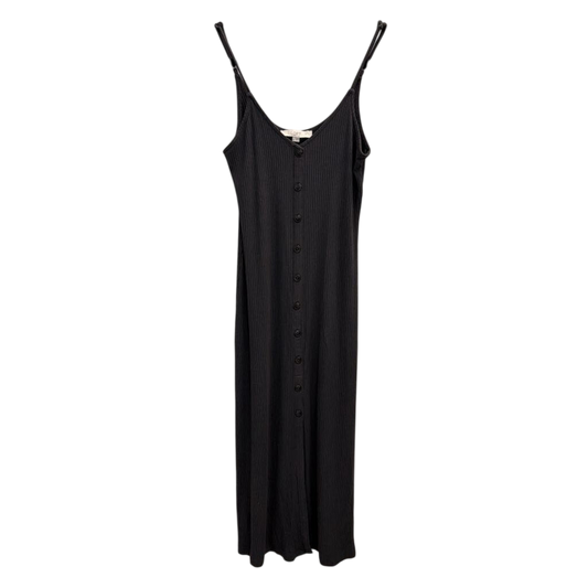 Grey Ribbed Button Down Maxi Spaghetti Straps Extra Small