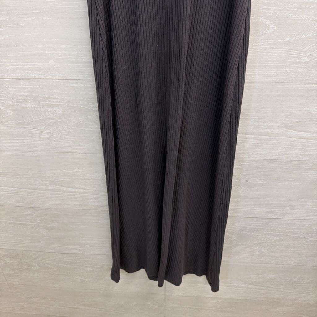 Grey Ribbed Button Down Maxi Spaghetti Straps Extra Small