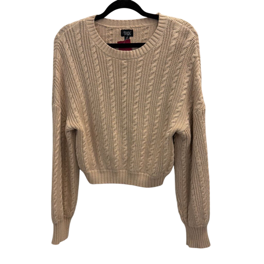 Light Tan Cable Knit Crop Sweater Medium