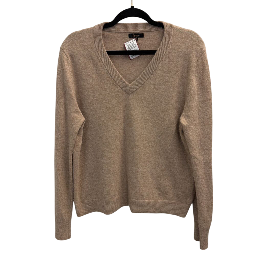 Quince 100% Cashmere V-Neck Beige Sweater Medium