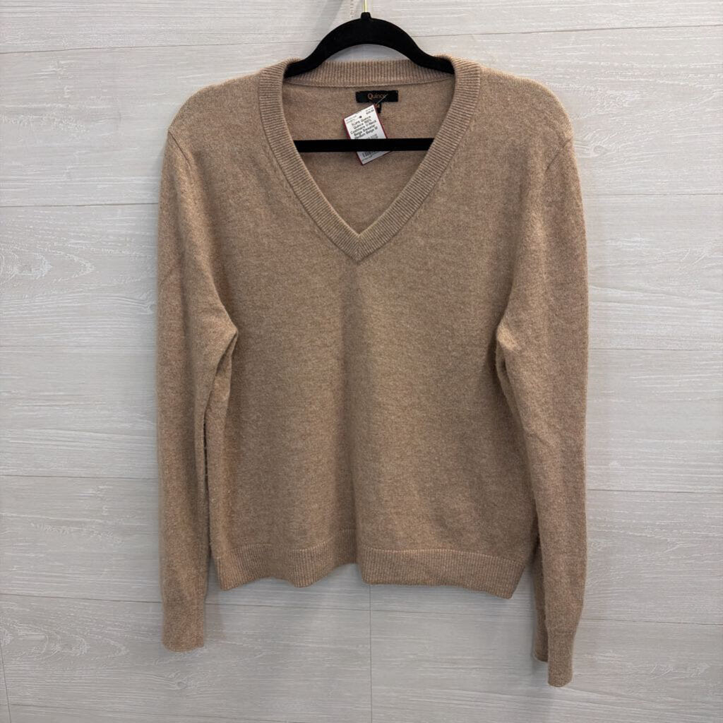 Quince 100% Cashmere V-Neck Beige Sweater Medium