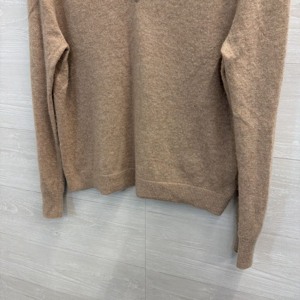 Quince 100% Cashmere V-Neck Beige Sweater Medium