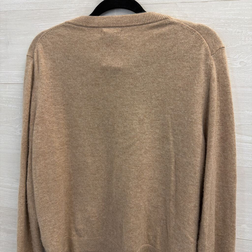 Quince 100% Cashmere V-Neck Beige Sweater Medium