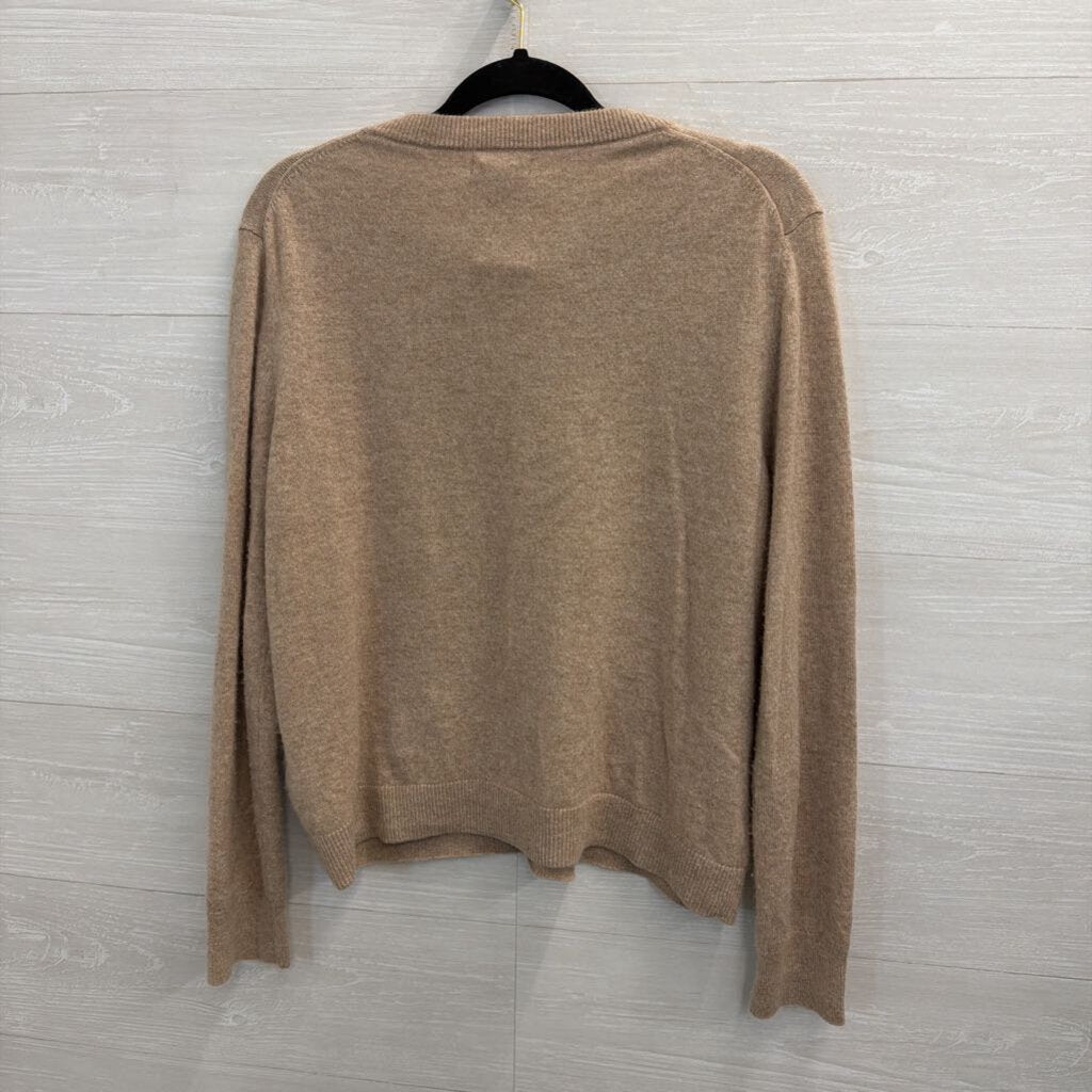 Quince 100% Cashmere V-Neck Beige Sweater Medium