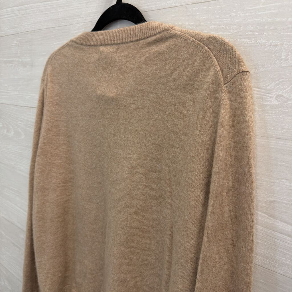 Quince 100% Cashmere V-Neck Beige Sweater Medium