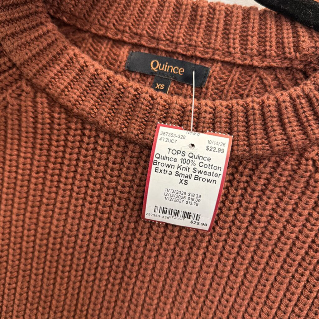 Quince 100% Cotton Brown Knit Sweater Extra Small