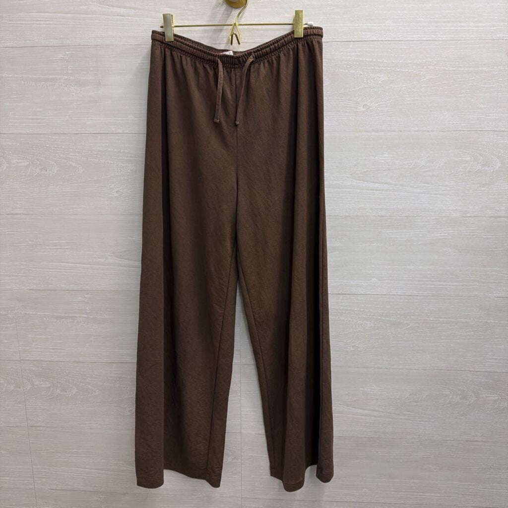 Brown Drawstring Wide Leg Pants Small