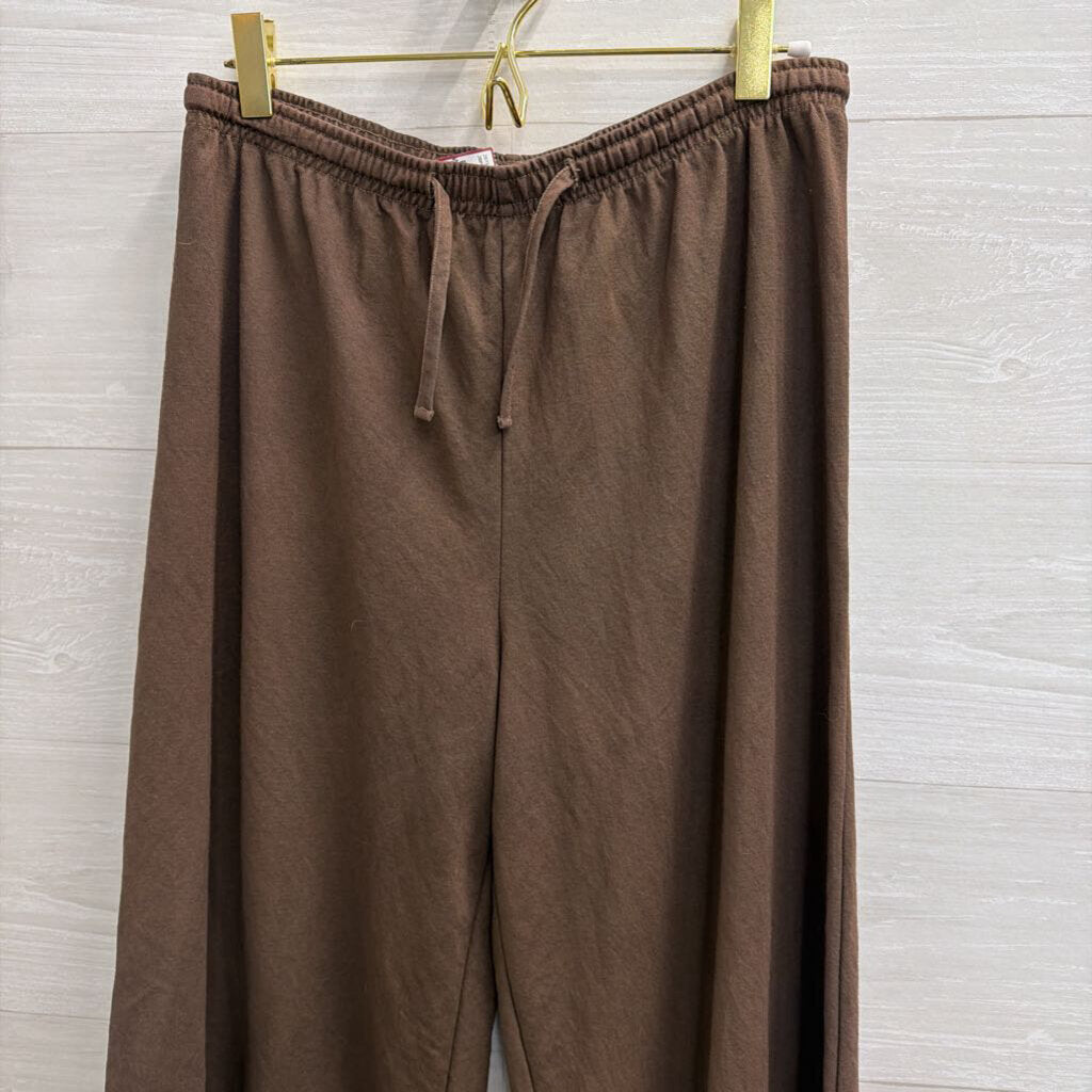 Brown Drawstring Wide Leg Pants Small