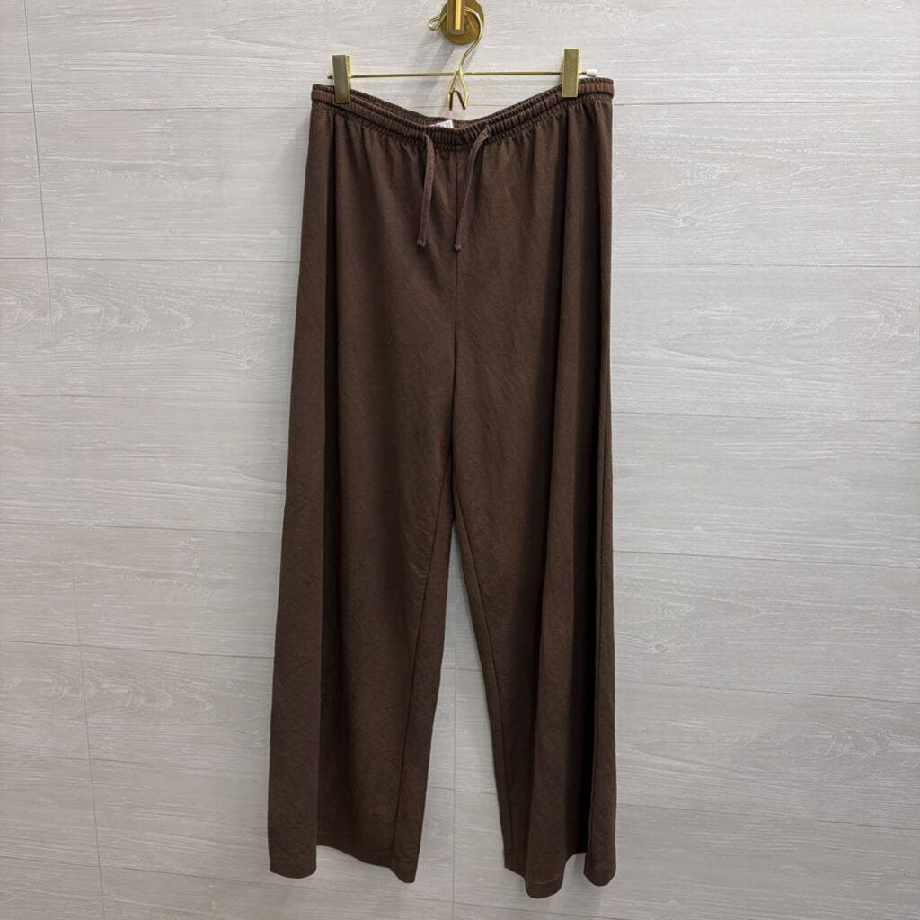 Brown Drawstring Wide Leg Pants Small
