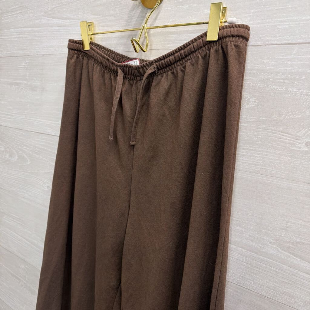 Brown Drawstring Wide Leg Pants Small