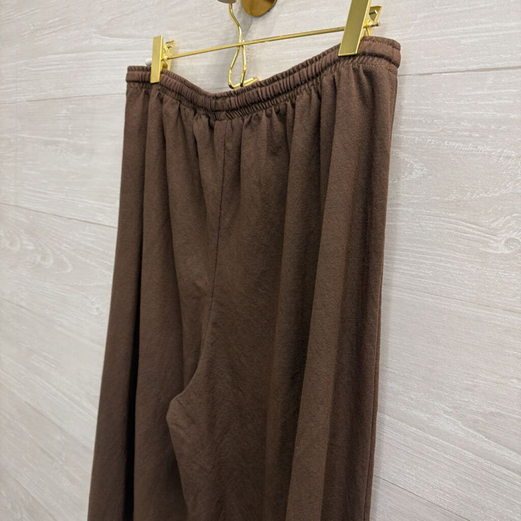 Brown Drawstring Wide Leg Pants Small