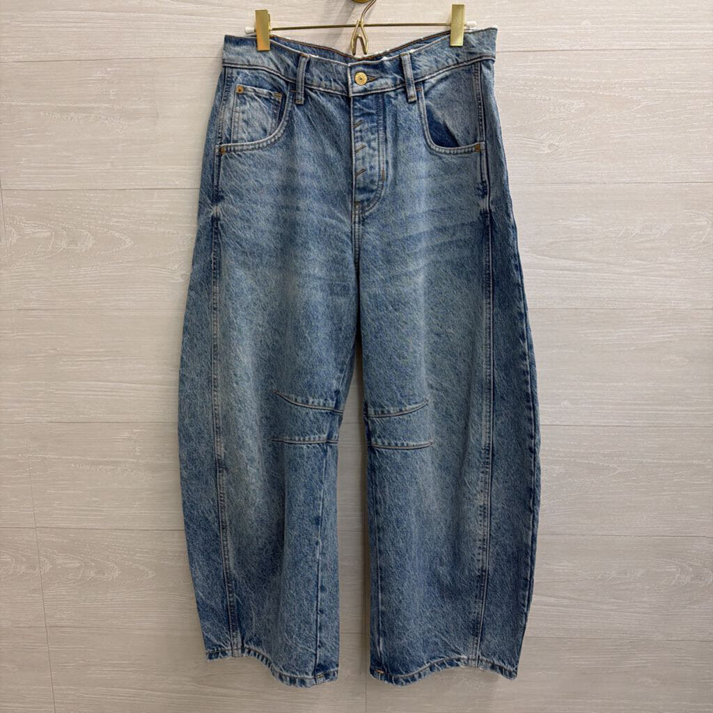 We The Free Light Wash Good Luck Mid Rise Barrel Jeans 27 Short