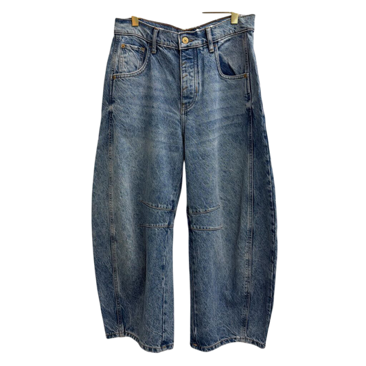 We The Free Light Wash Good Luck Mid Rise Barrel Jeans 27 Short