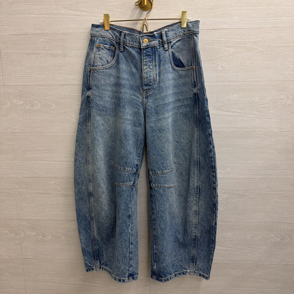 We The Free Light Wash Good Luck Mid Rise Barrel Jeans 27 Short