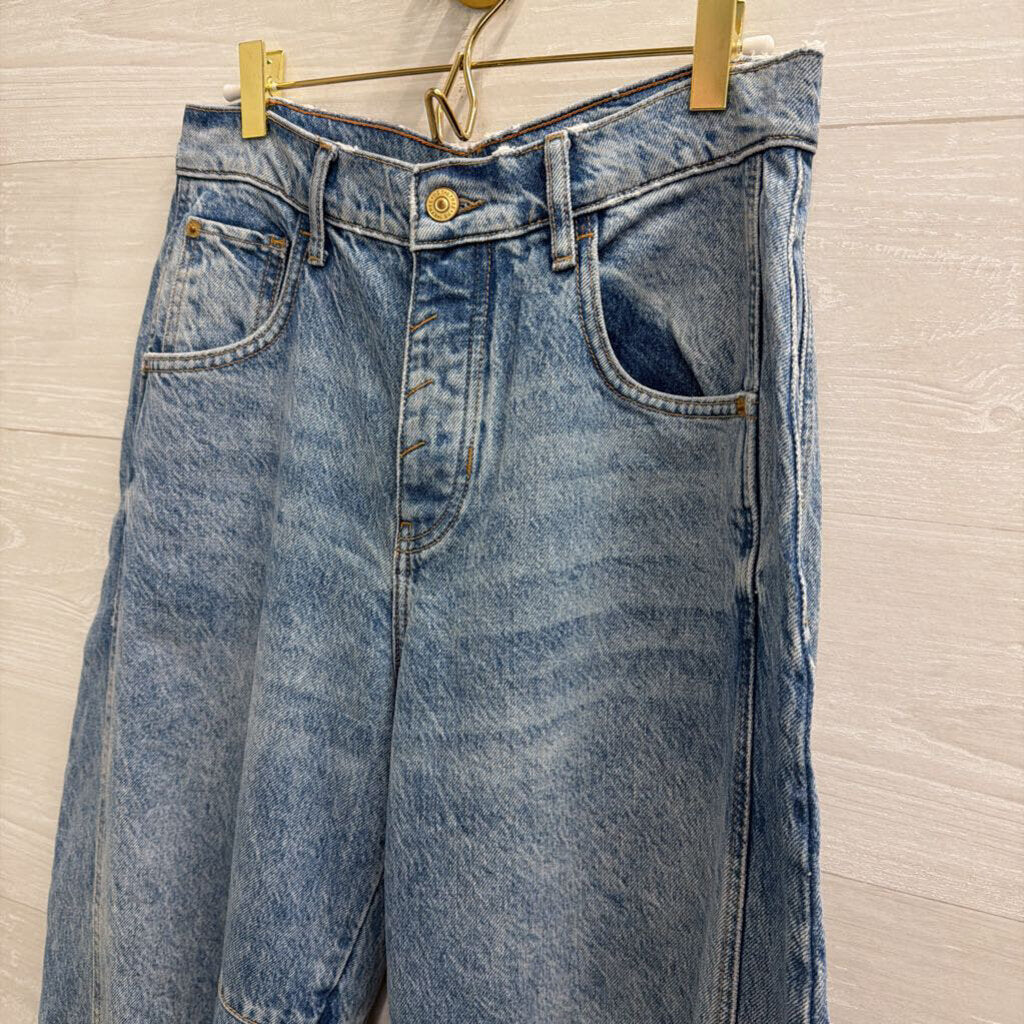 We The Free Light Wash Good Luck Mid Rise Barrel Jeans 27 Short