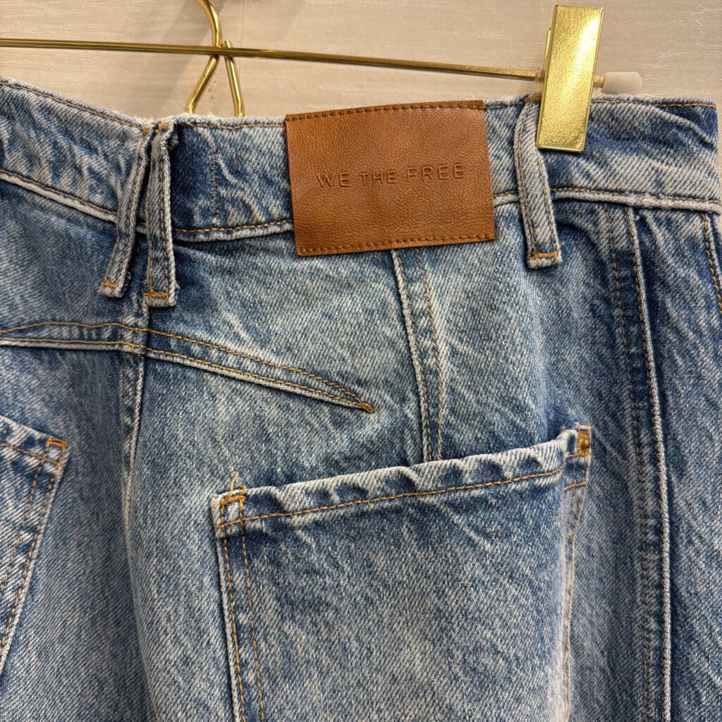 We The Free Light Wash Good Luck Mid Rise Barrel Jeans 27 Short