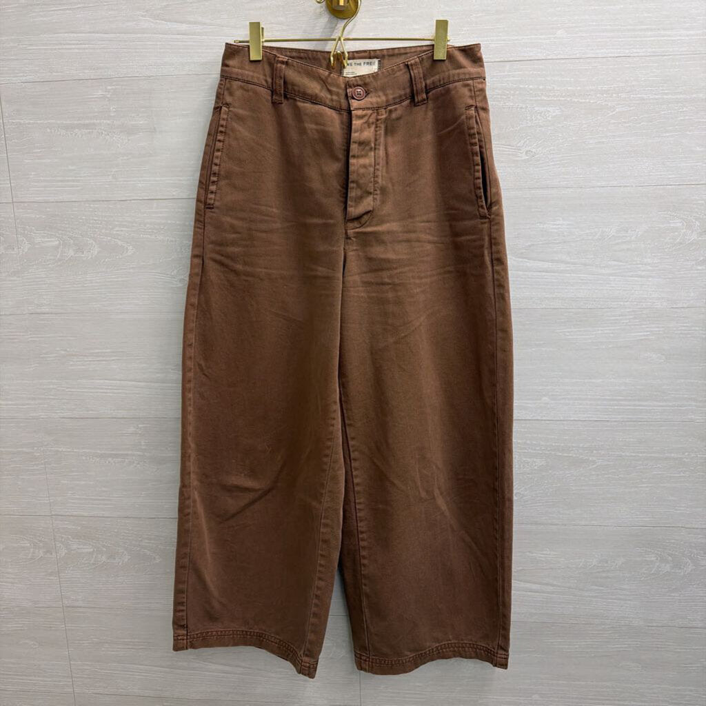 We the Free Brown Pleated Twill Pants 2
