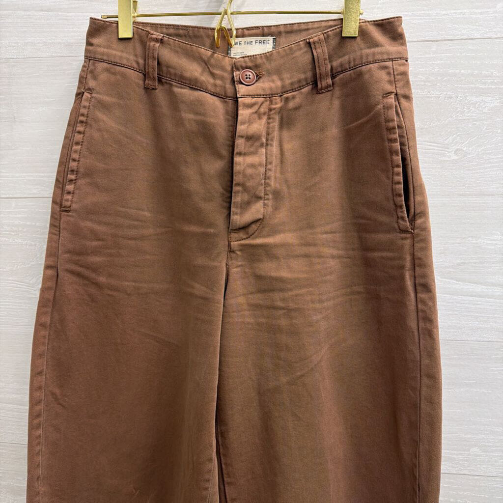We the Free Brown Pleated Twill Pants 2