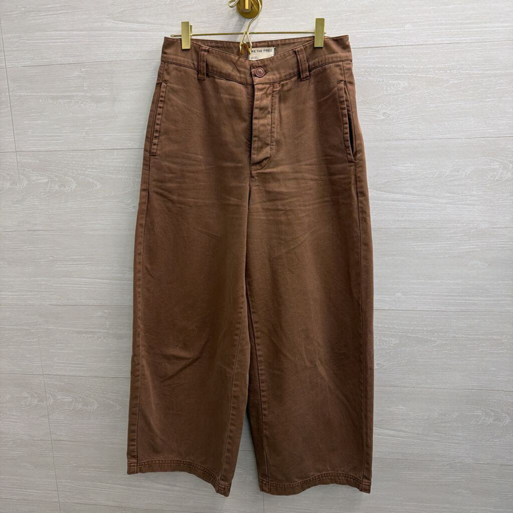 We the Free Brown Pleated Twill Pants 2