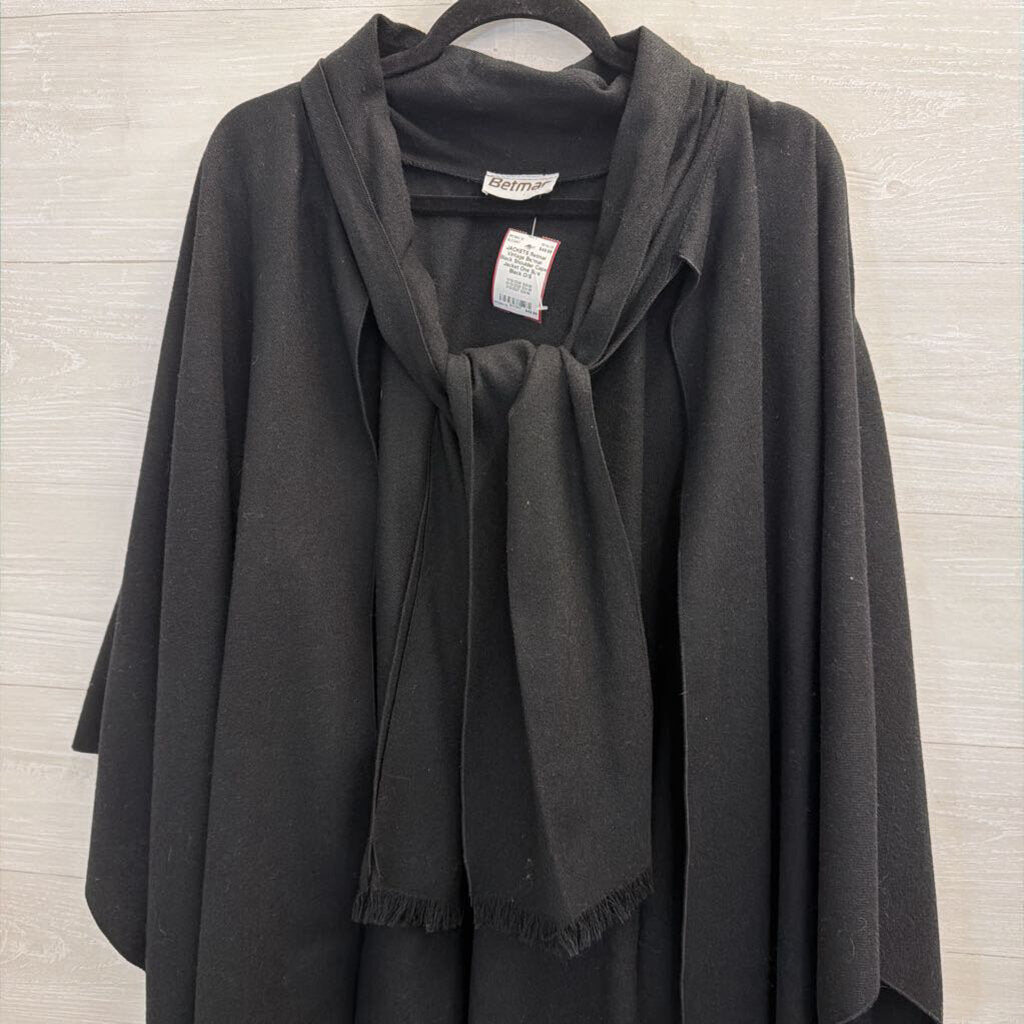 Vintage Betmar Black Shoulder Cape Jacket One Size