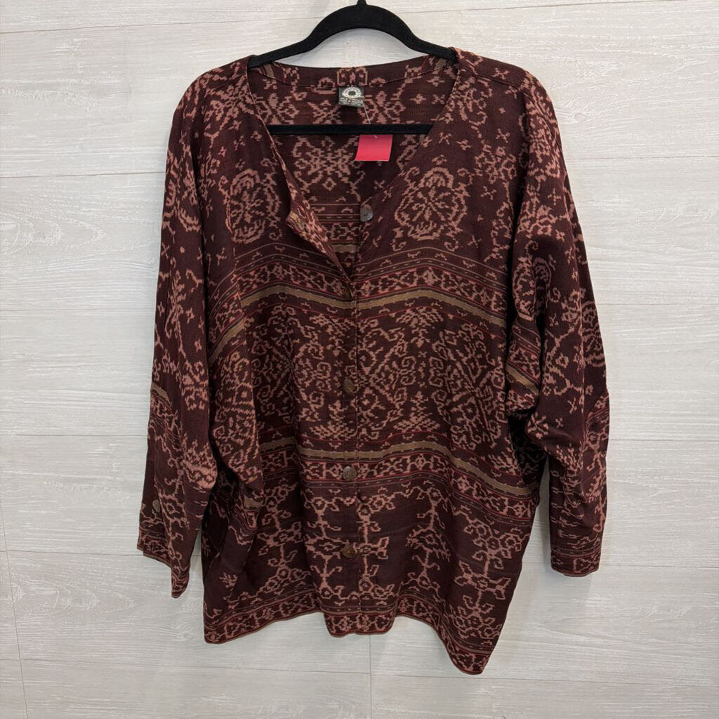 Kitavi Plum and Rose Patterned Top Large