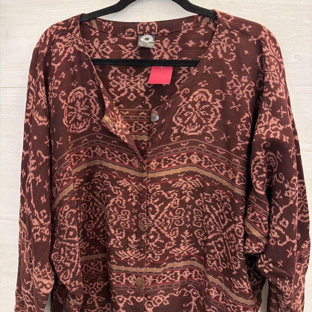 Kitavi Plum and Rose Patterned Top Large