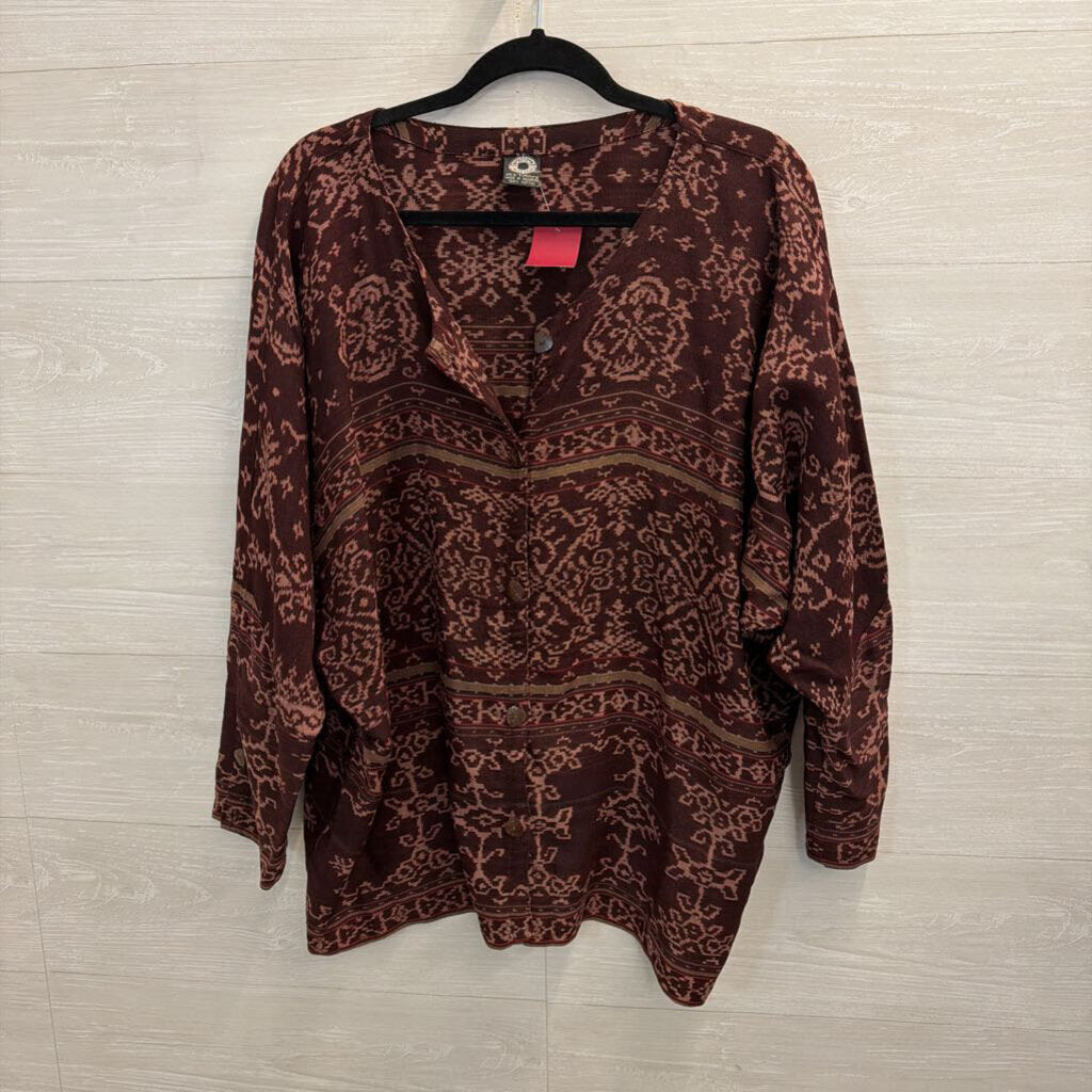 Kitavi Plum and Rose Patterned Top Large