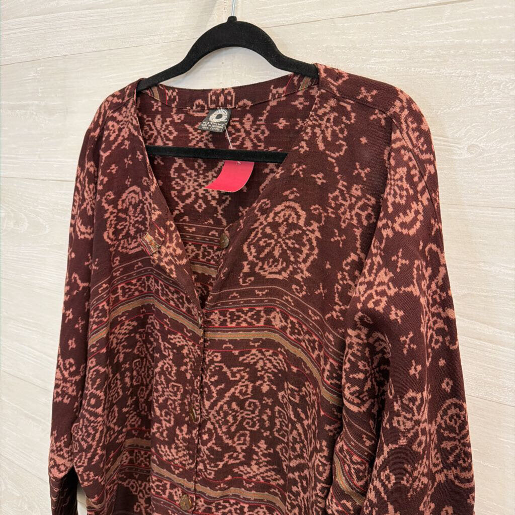 Kitavi Plum and Rose Patterned Top Large