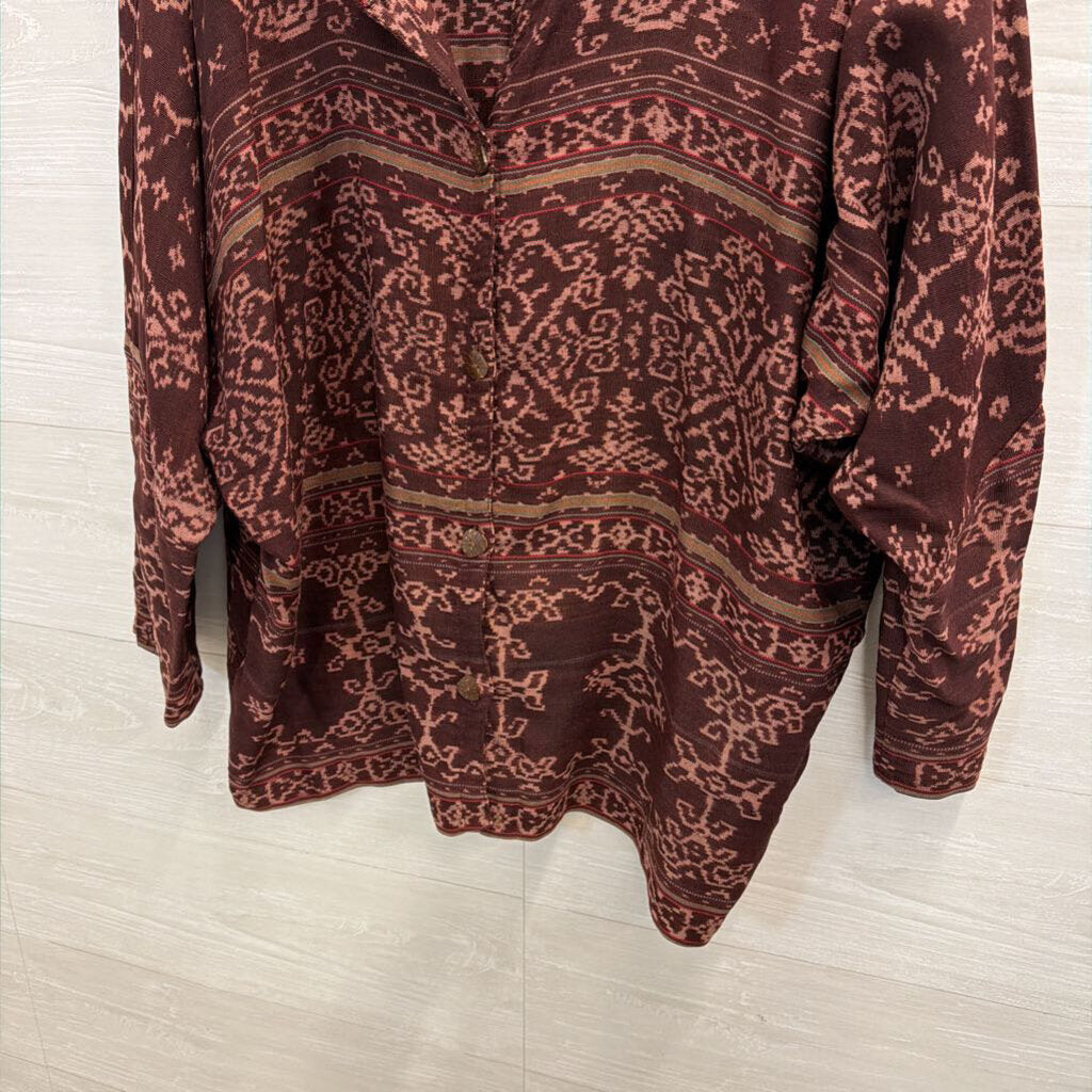 Kitavi Plum and Rose Patterned Top Large