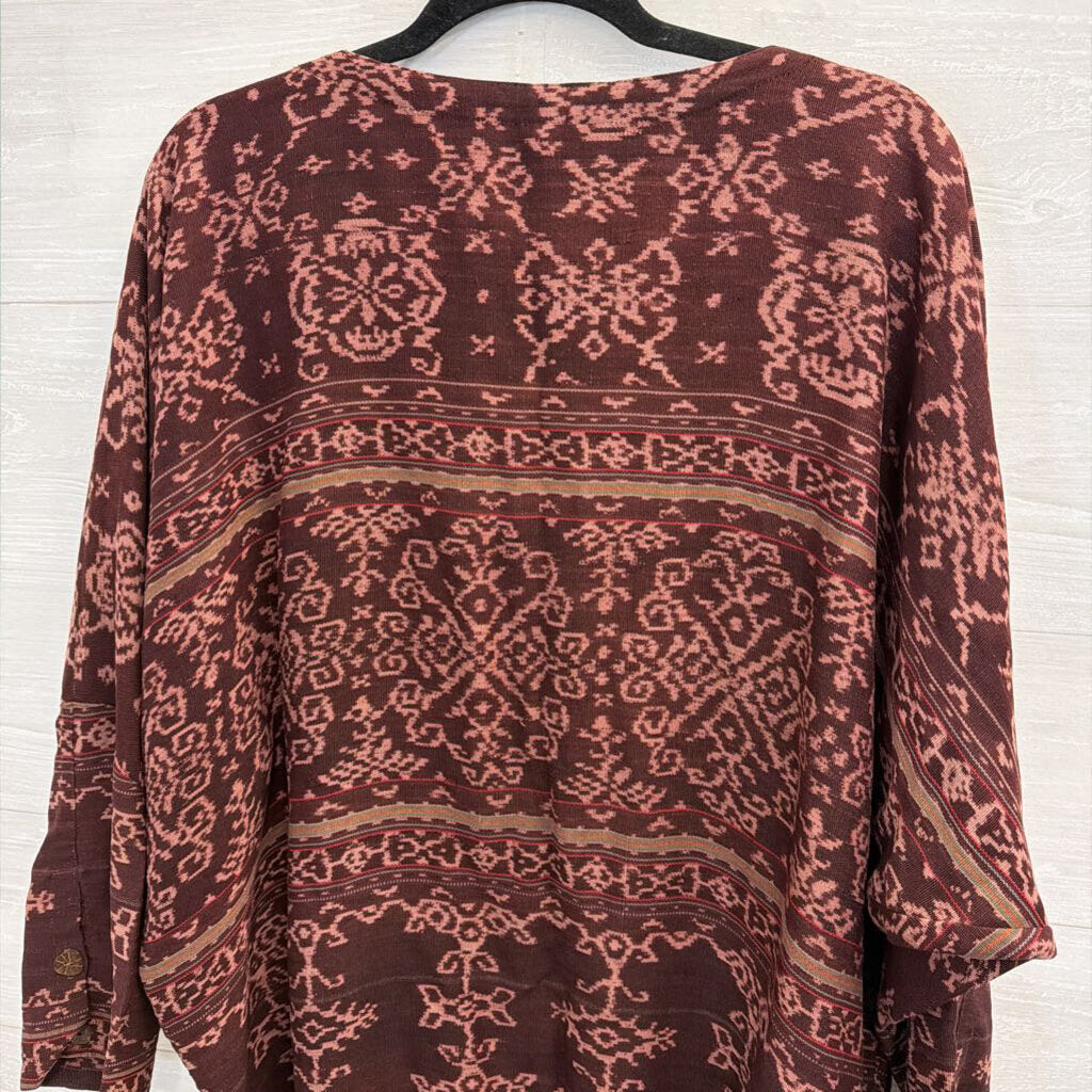 Kitavi Plum and Rose Patterned Top Large