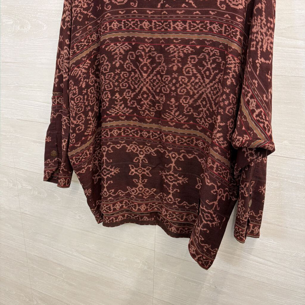 Kitavi Plum and Rose Patterned Top Large