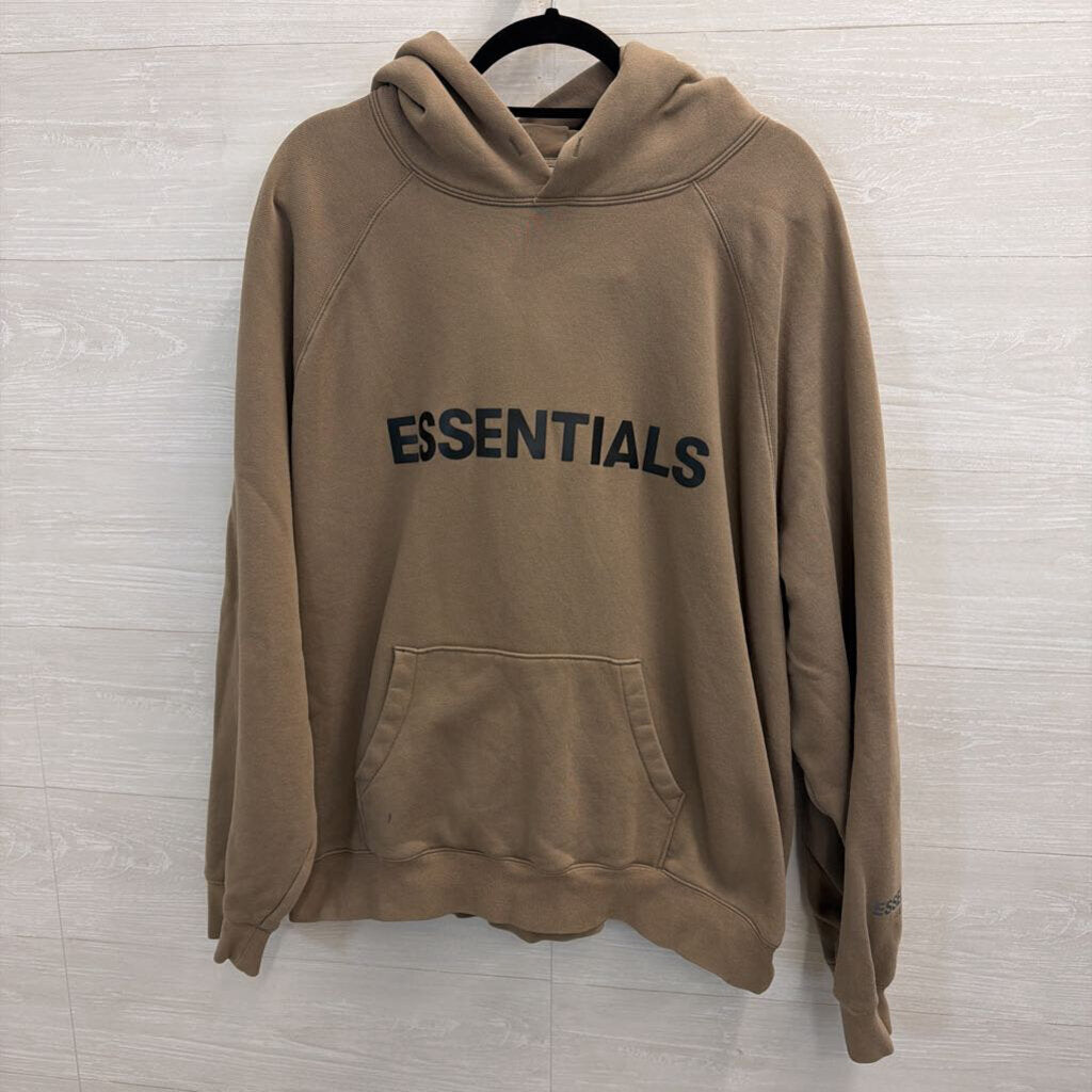Essentials Taupe Logo Pullover Hoodie Extra Large