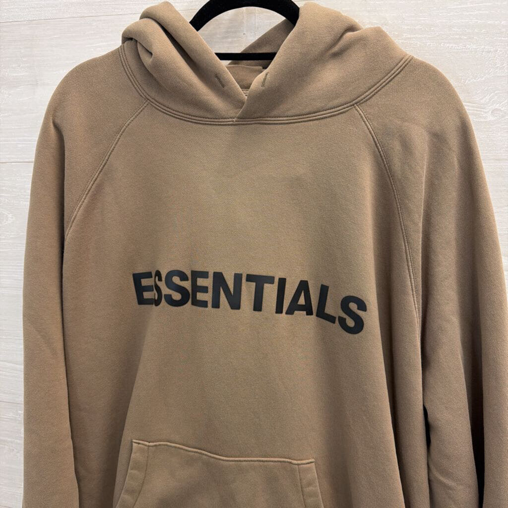 Essentials Taupe Logo Pullover Hoodie Extra Large