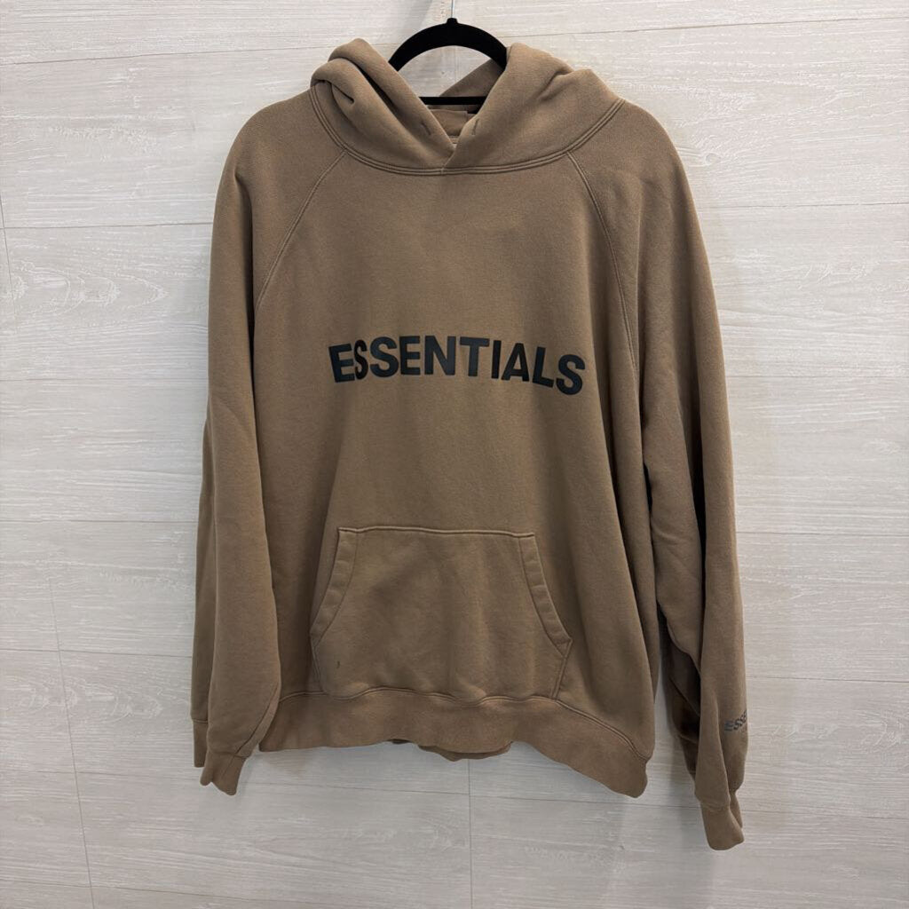 Essentials Taupe Logo Pullover Hoodie Extra Large