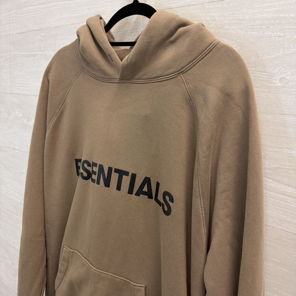 Essentials Taupe Logo Pullover Hoodie Extra Large