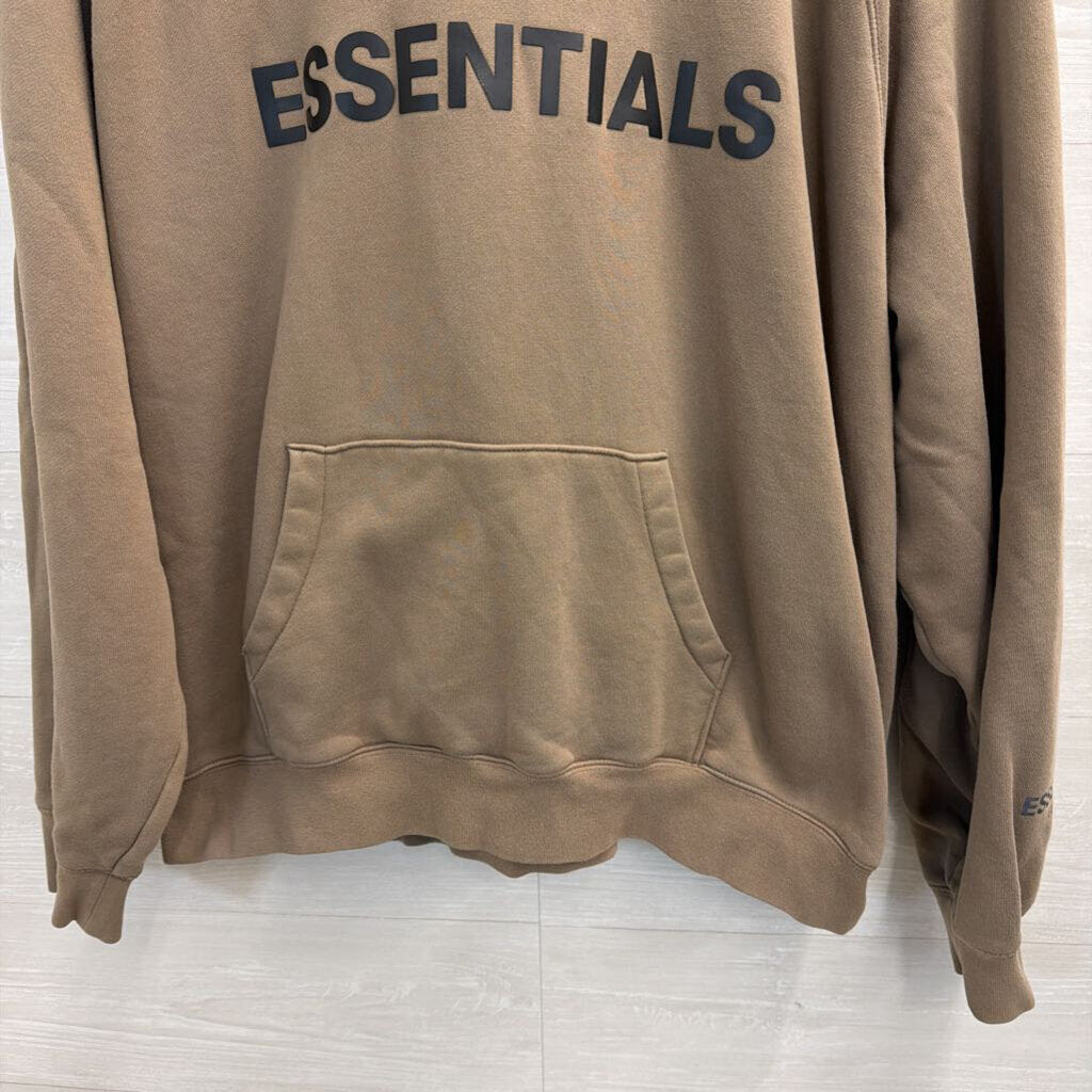 Essentials Taupe Logo Pullover Hoodie Extra Large