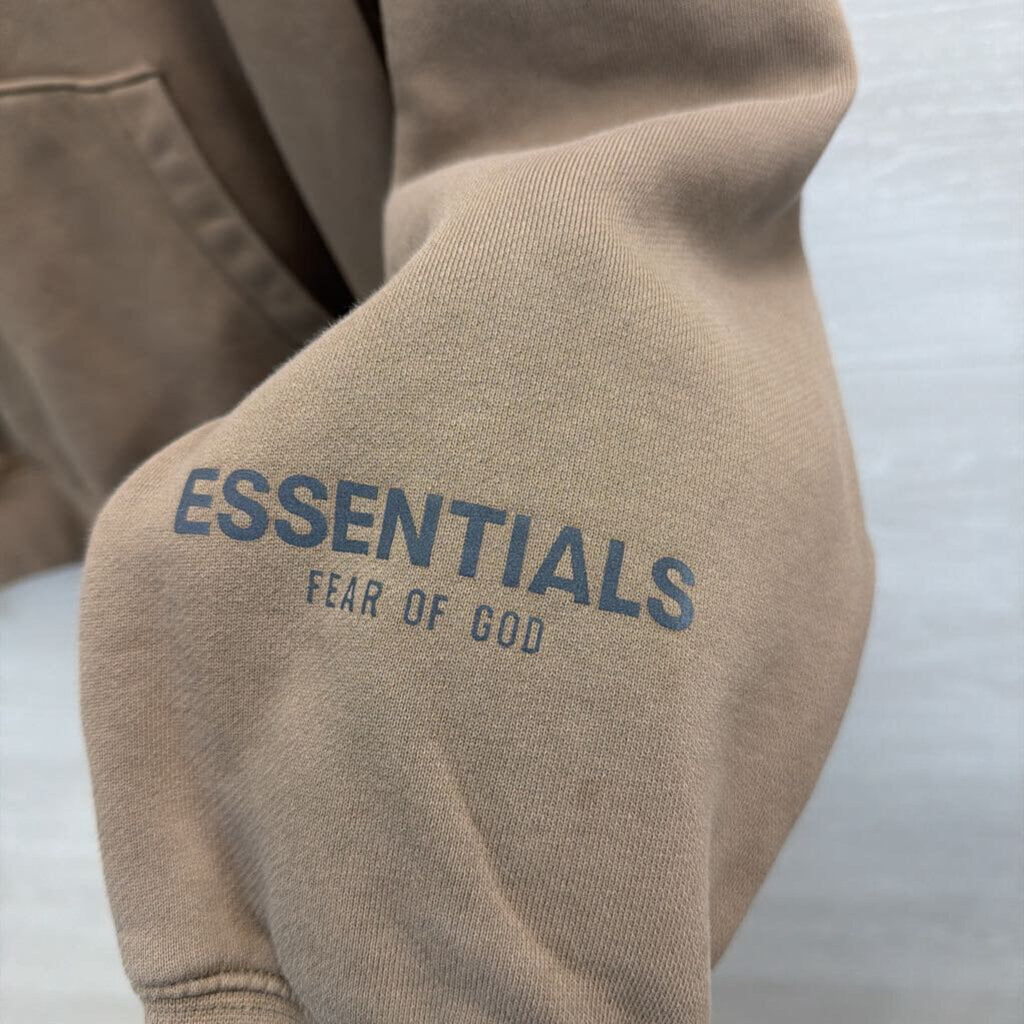 Essentials Taupe Logo Pullover Hoodie Extra Large
