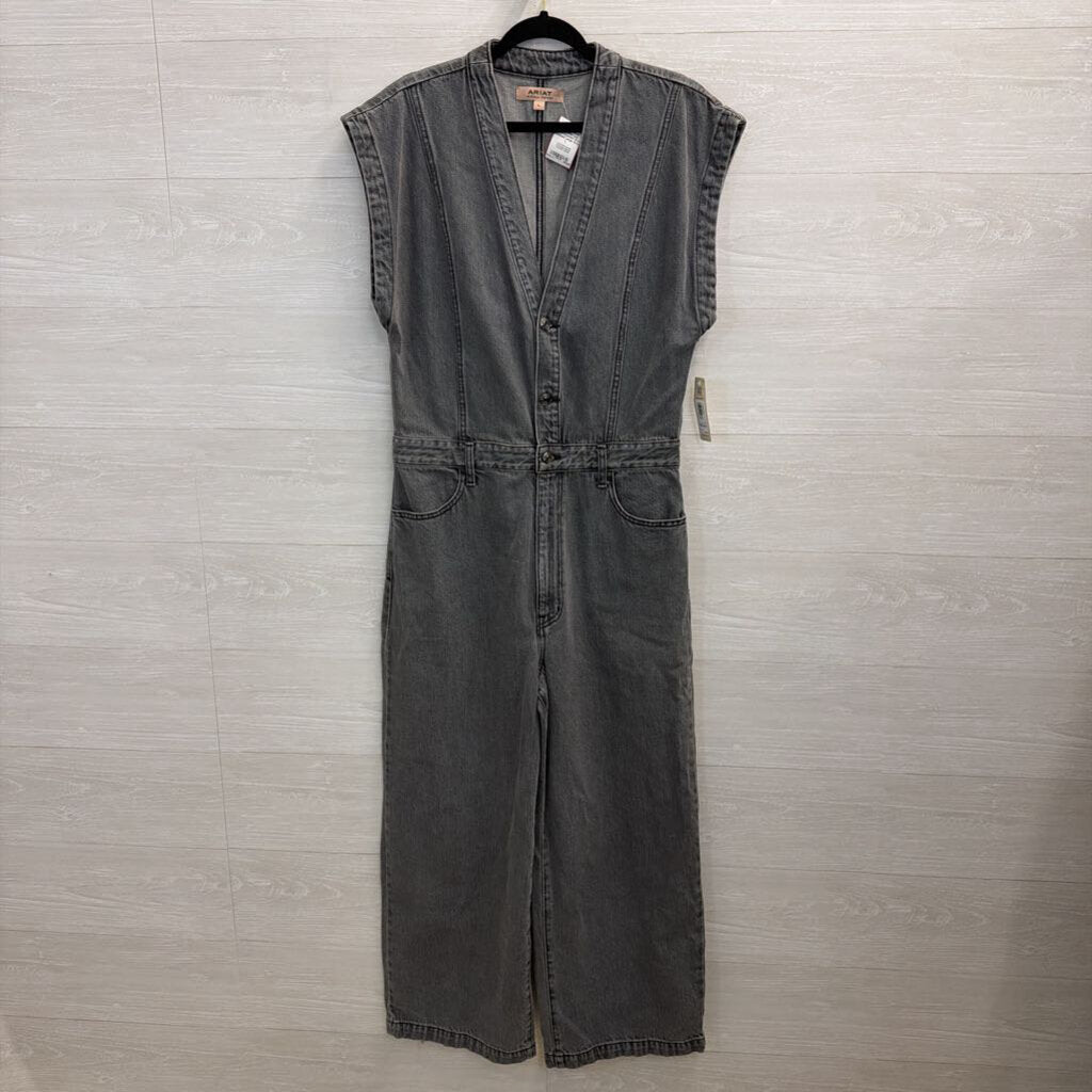Ariat Wide Leg Denim Washed Grey Jumpsuit Large