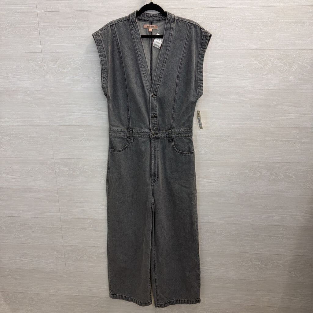 Ariat Wide Leg Denim Washed Grey Jumpsuit Large